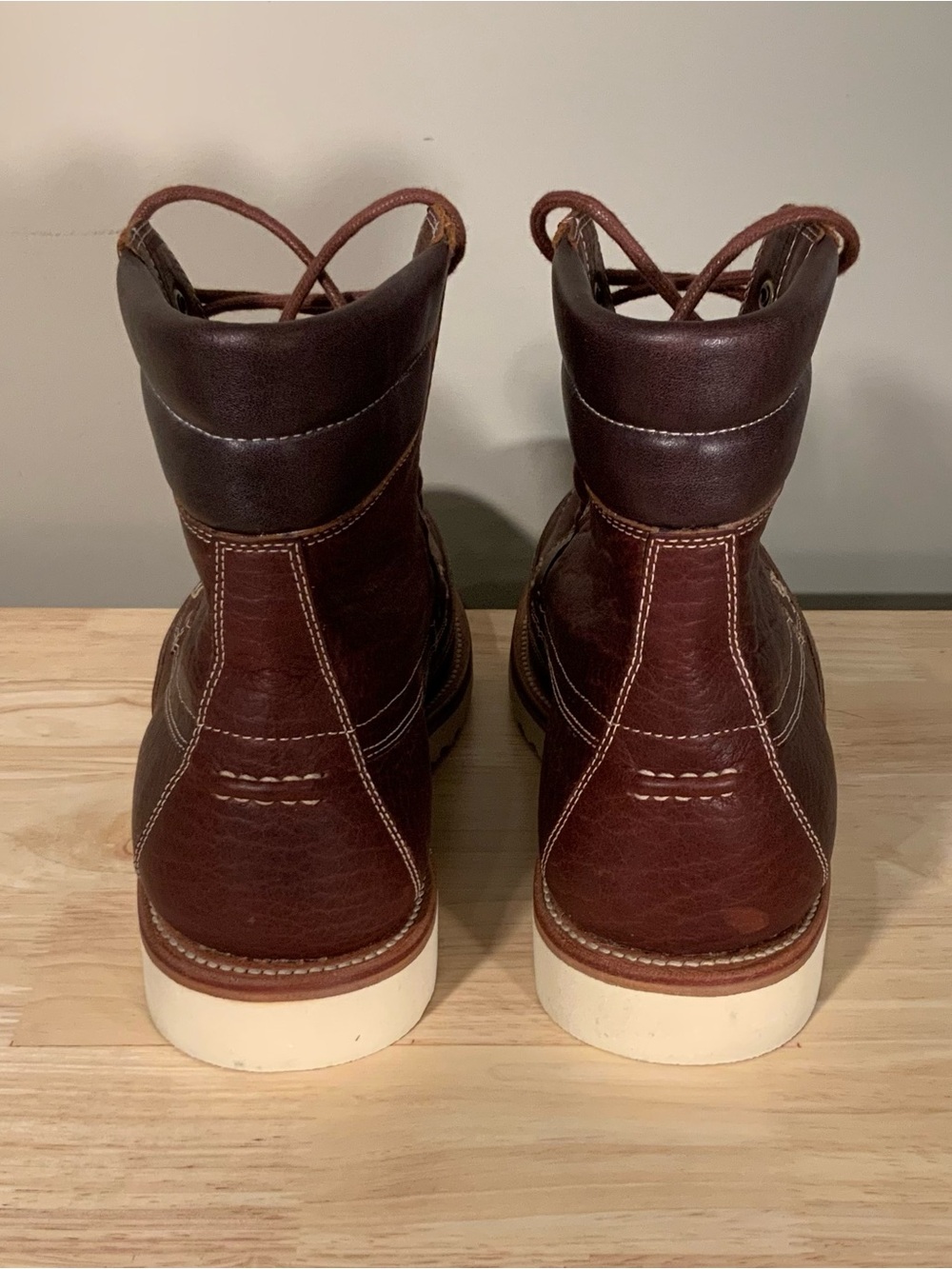 Grant Stone Field Boots Brown Bison Leather Mens Size 10E like 10.5D new w/ box - Picture 6 of 8